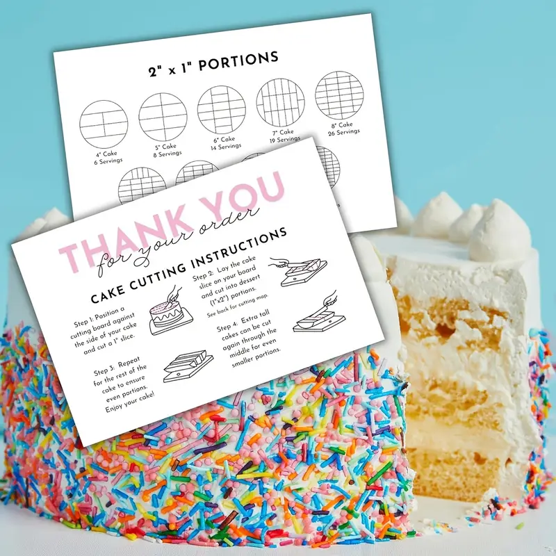 Cake Cutting Instructions 4x6 - 10ct