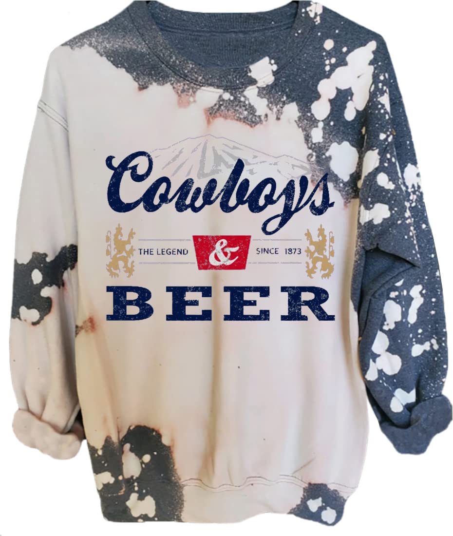 RFBIQI Wallen Bull Skull Bleached Sweatshirt Womens Country Music Western Shirt Retro Graphic Long Sleeve Casual Pullover Top (XL Bleached6)