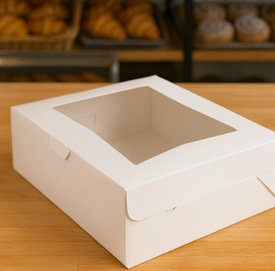 19" x 14" x 6 1/2" White Half Sheet Window Cake - 6ct or 12ct