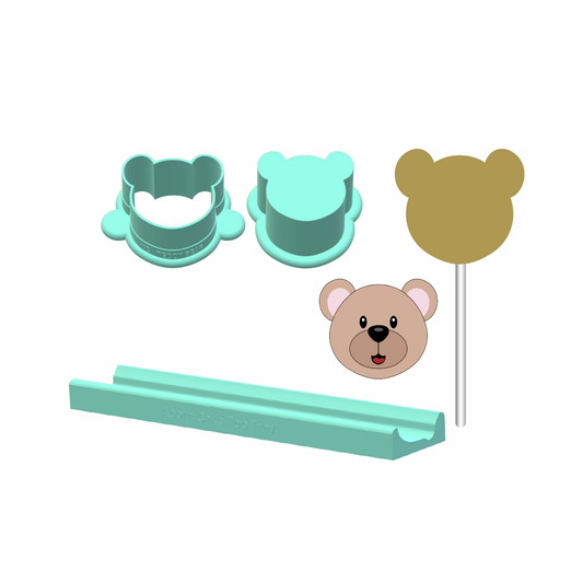 Teddy Bear Face Cake Pop Mold | Deluxe Cutter, Popper, and Tray Option