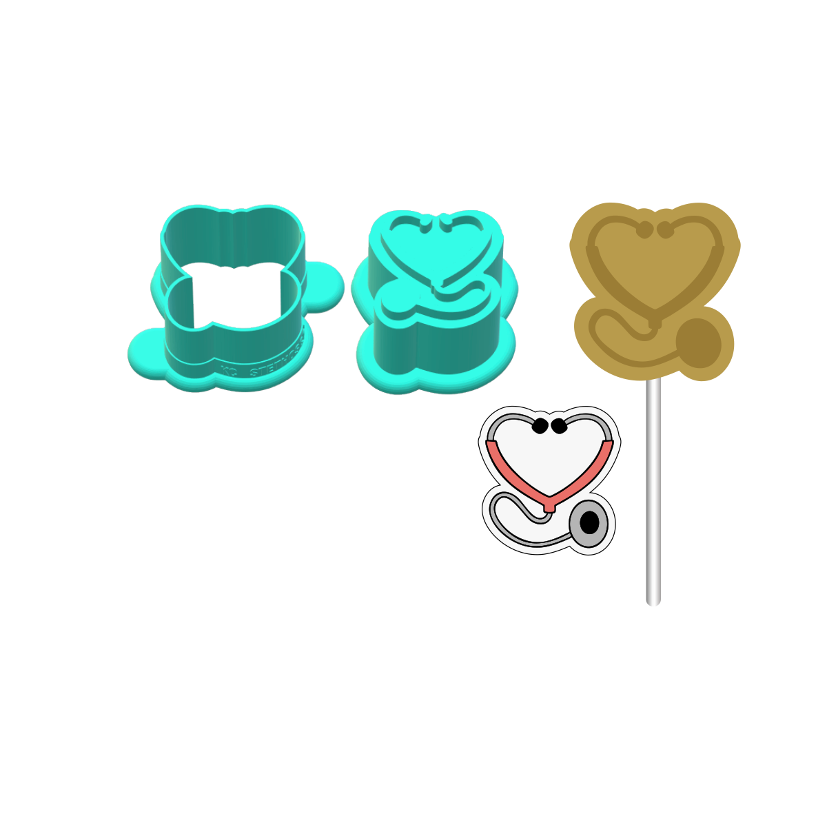 Nurse Stethoscope Cake Pop Mold |Deluxe Cutter, Popper, and Tray Option