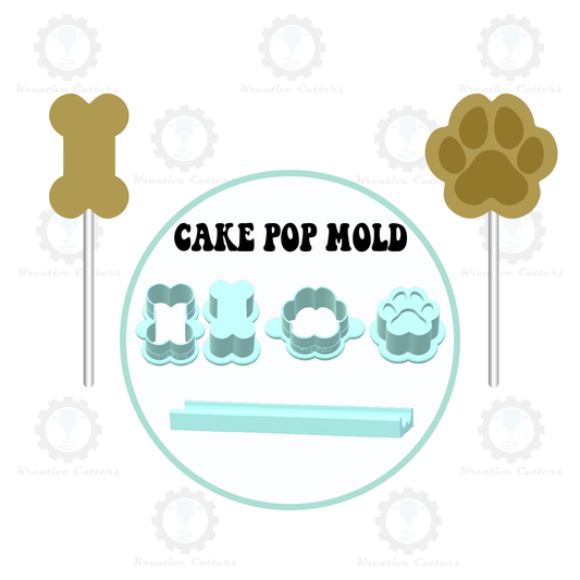 Dog Bone and Paw Cake Pop Molds | Deluxe Cutter, Popper, and Tray Option