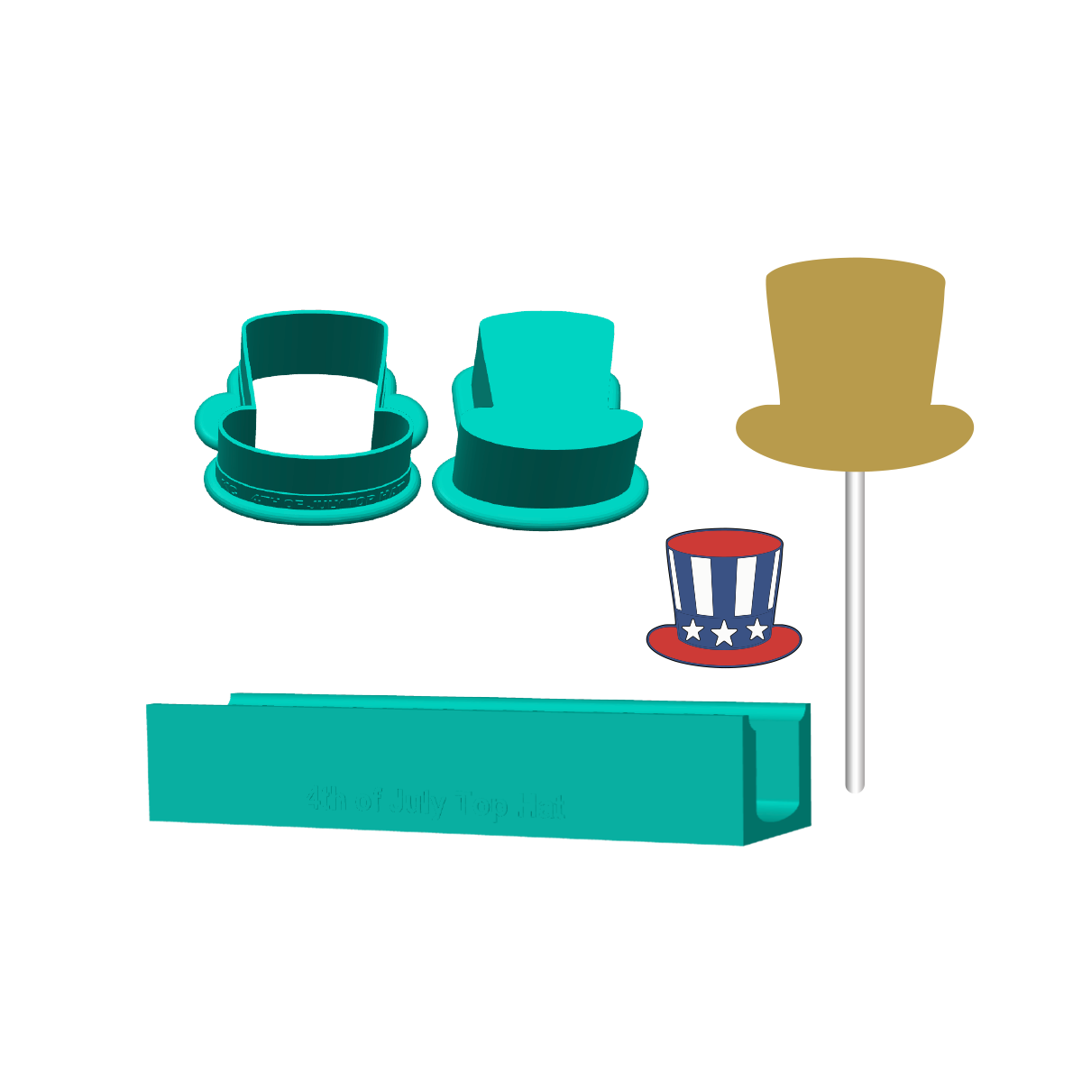 4th of July Top Hat Cake Pop Mold |Deluxe Cutter, Popper, and Tray Option