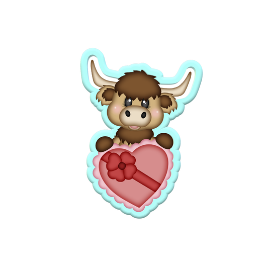 Highland Cow with Heart Box Cookie Cutters