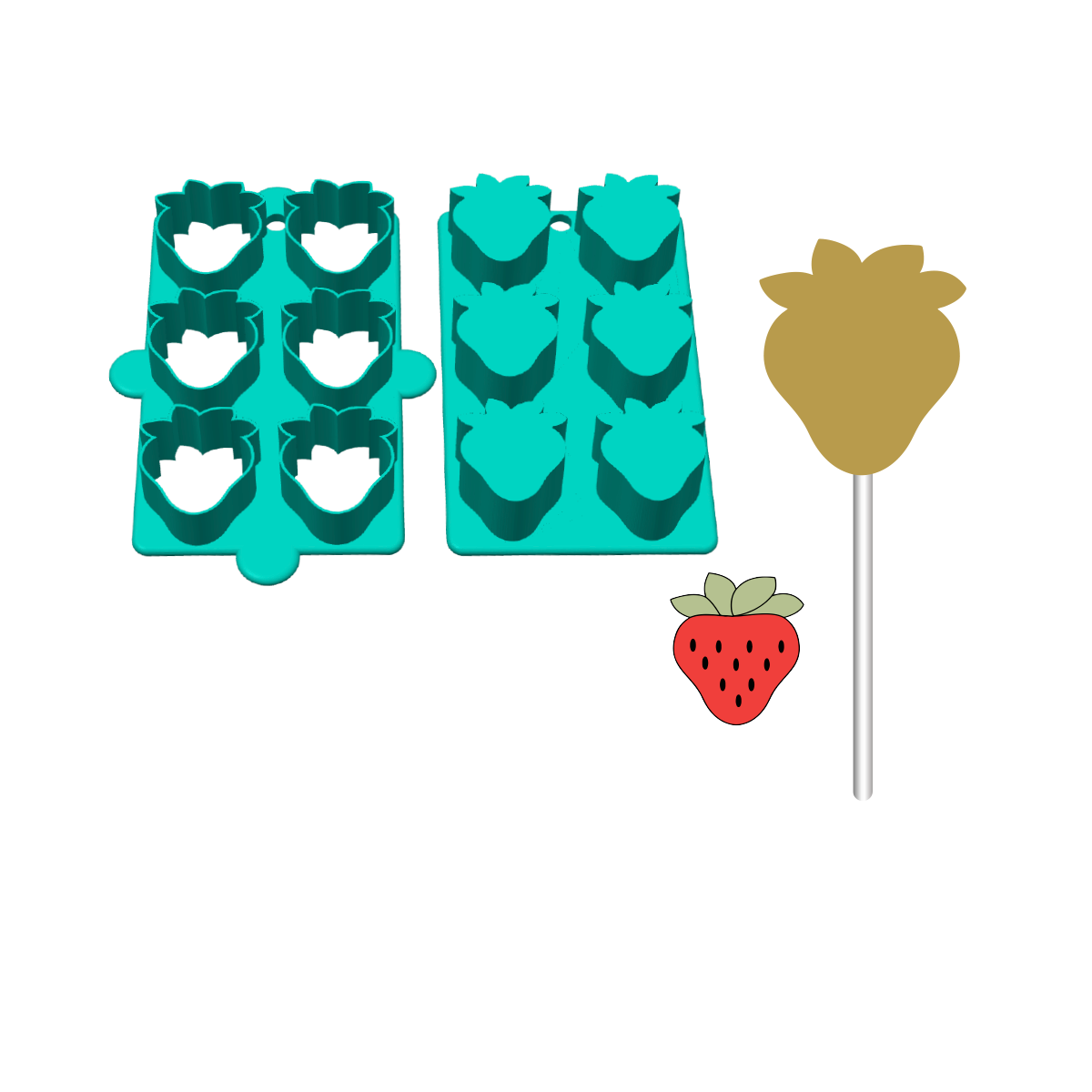 Strawberry Cake Pop Mold | Deluxe 6 in 1 Multi-Popper, and Tray Option