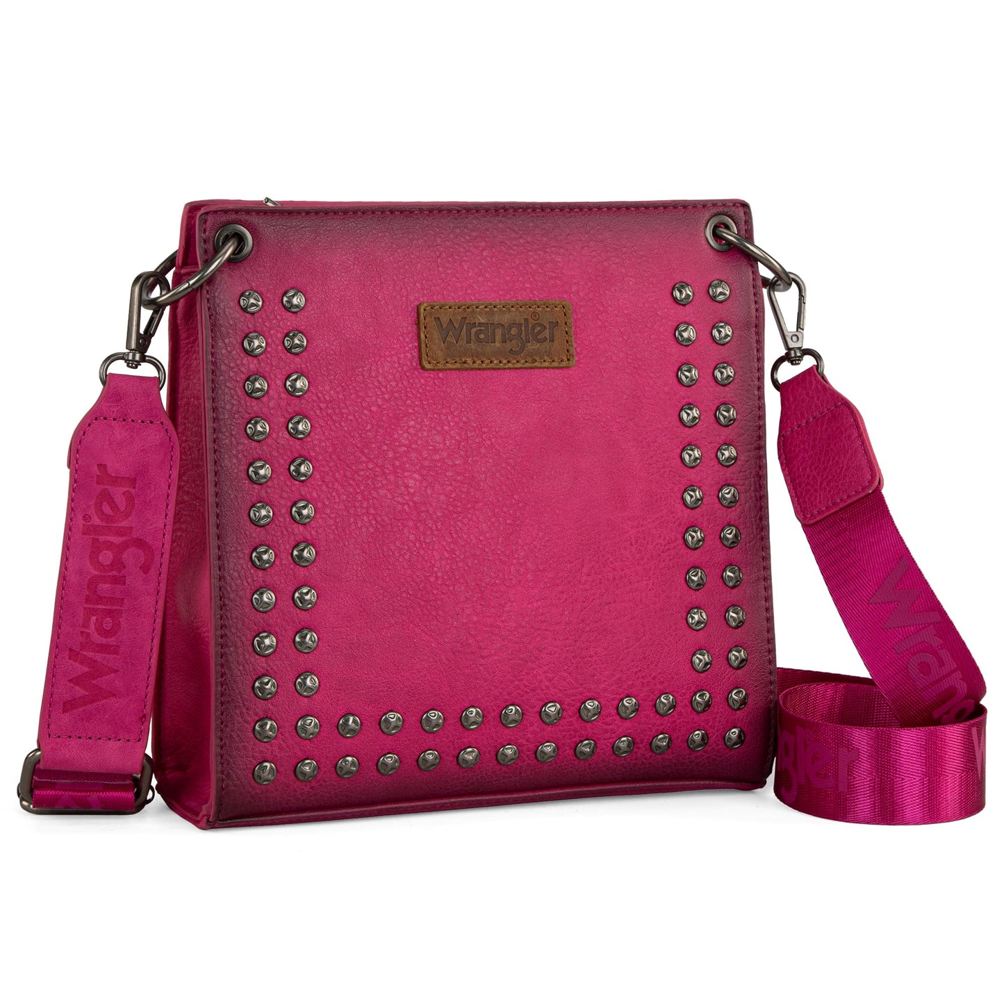 Wrangler Tote Shoulder Purse for Women Western Solid Two-Tone Vintage Studded Satchel Crossbody Bag with Adjustable Strap
