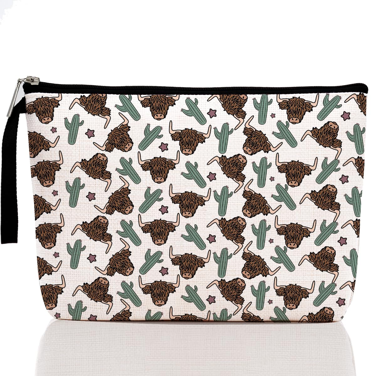 Western Makeup Bag Cow Stuff Western Stuff Western Gifts for Women Sister Country Girls Bestie Best Friend Cosmetic Bag Cow Gifts Cactus Zipper Pouch Country Travel Bag Graduation Birthday Gifts