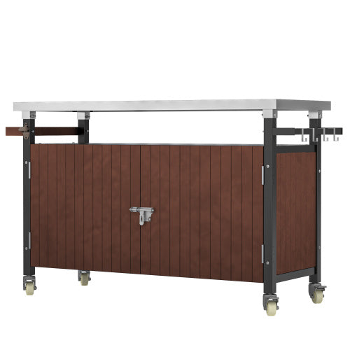 Outdoor Barbecue Cart With Stainless Steel Tabletop